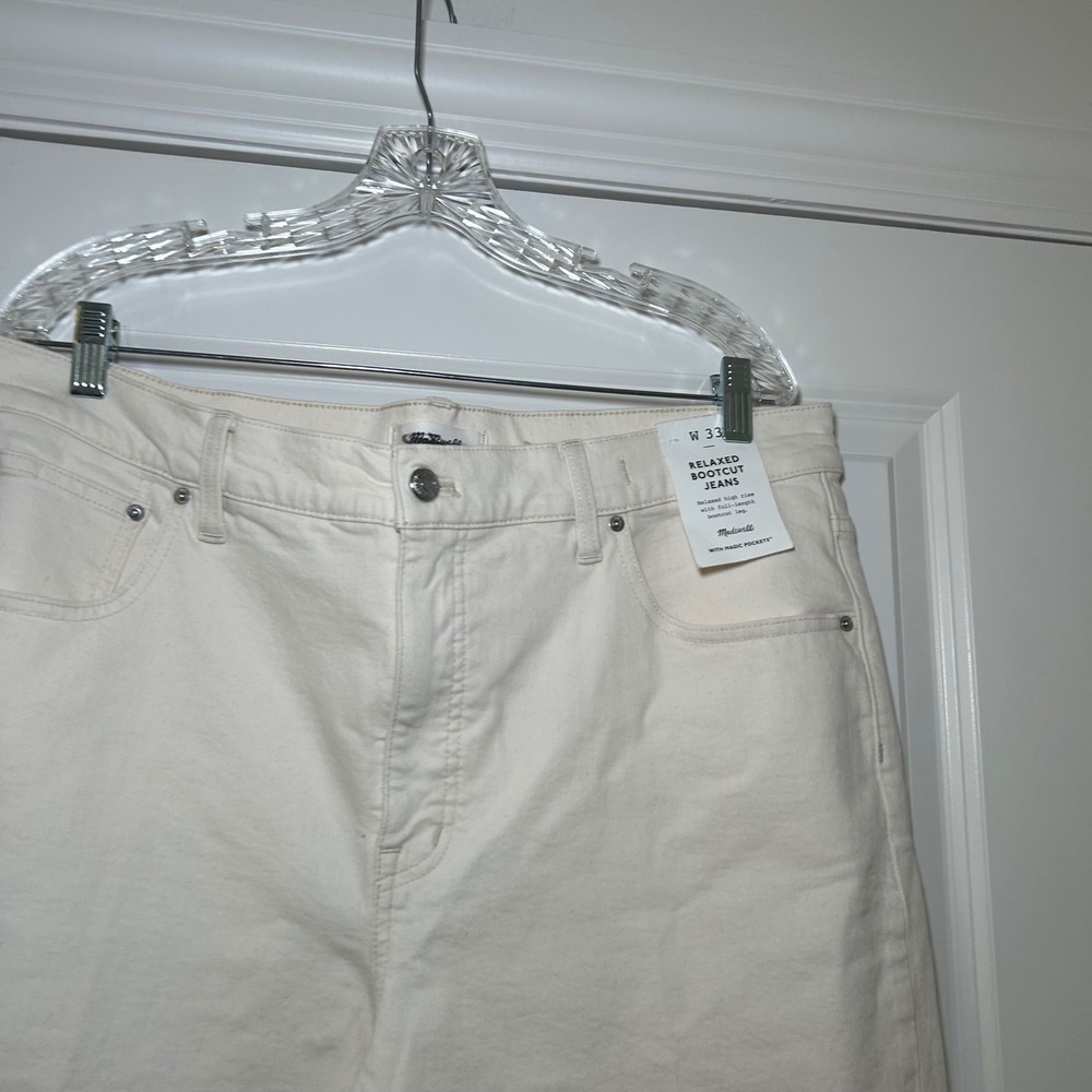 NWT Madewell Relaxed Bootcut Jeans off white cream women's 33 western nautical - Picture 3 of 8